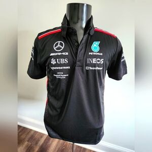 Mercedes AMG Petronas Formula One 2023 Team Black and Red Polo Shirt NWT